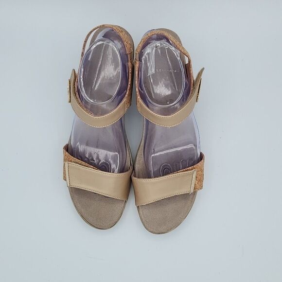 Naot Intact Khaki Beige Cork Heeled Sandals Strappy Hook And Loop 42 US 11-11.5 - Picture 5 of 10